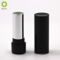 empty cosmetic container round black metal aluminium lipstick tube